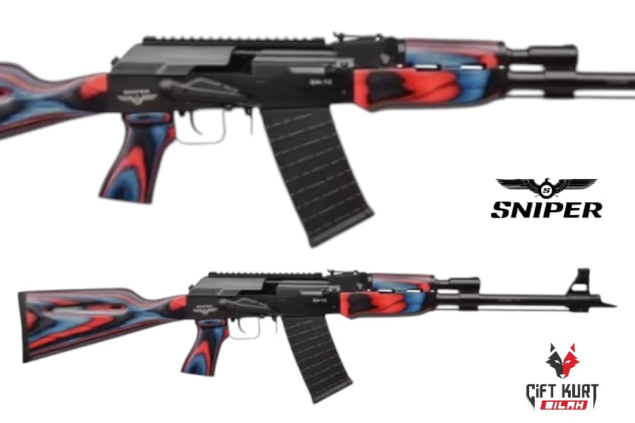 Sniper Arms SN-12 Kırmızı-Mavi Lamine Şarjörlü Yivsiz Av Tüfeği